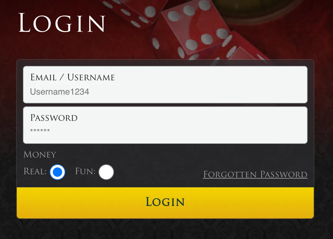 lucky-red-casino login page